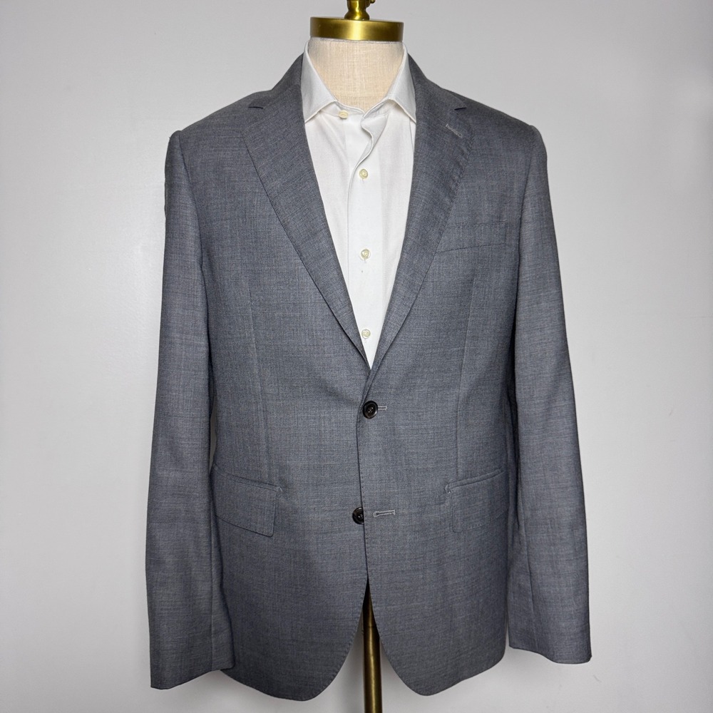 Club Monaco Blazer Mens 42R Grey Solid Grant Fit Two Button Wool Blend Suit Coat
